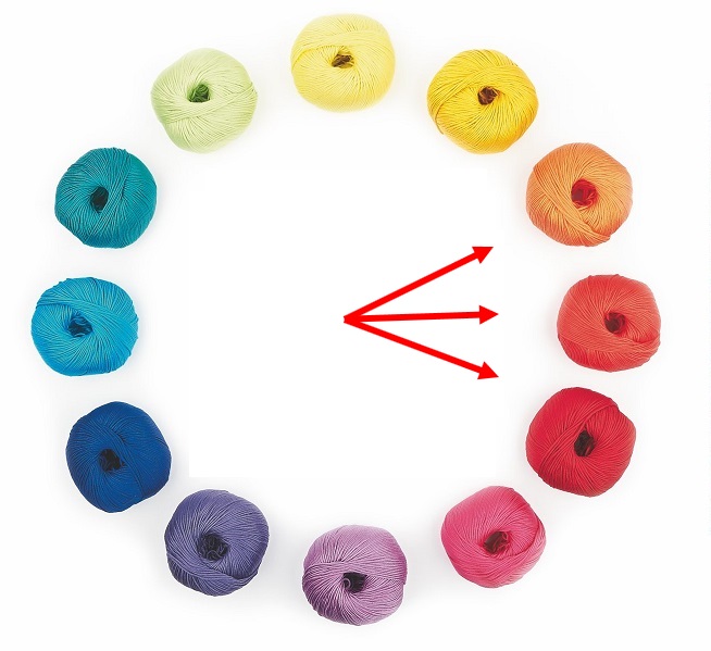 Bunte Garnrollen in einem Kreis angeordnet: lebendige, handgemachte DIY-Kreationen inspiriert durch regenbogenartige Vielfalt.